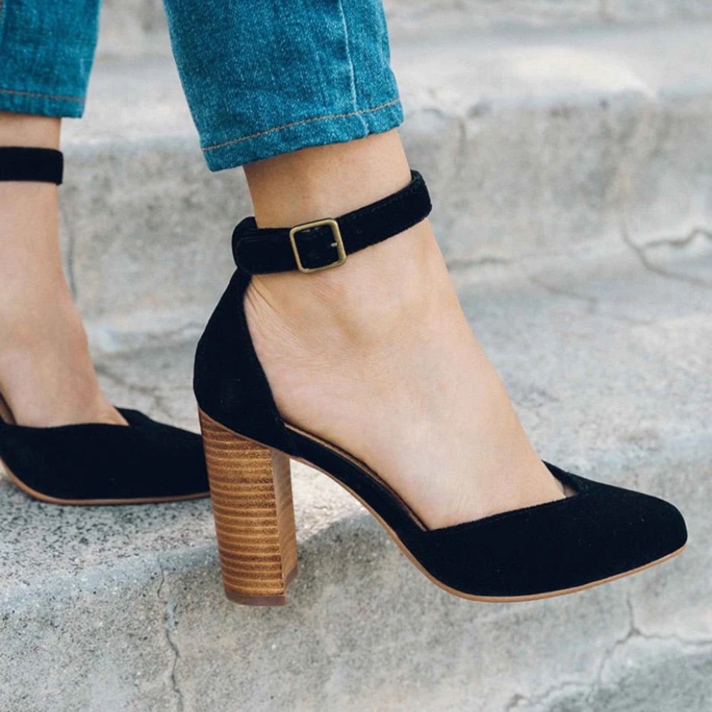 Soludos Collette stacked heels black size 8 NIB